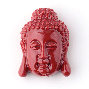 Synthetic Coral Beads, Buddha Head, Dark Red, 15.5x11x6mm, Hole: 1.5mm