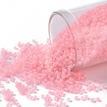 TOHO Round Seed Beads, Japanese Seed Beads, Frosted, (145F) Ceylon Frost Innocent Pink, 15/0, 1.5mm, Hole: 0.7mm, about 15000pcs/50g