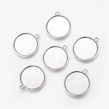 Alloy Pendant Cabochon Settings, Plain Edge Bezel Cups, DIY Findings for Jewelry Making, Flat Round, Antique Silver, Lead Free and Cadmium Free, Tray: 27mm, 34.5x30x2.5mm, Hole: 3mm