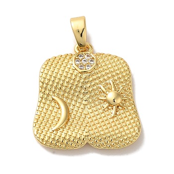 Rack Plating Brass Micro Pave Cubic Zirconia Pendants, Cadmium Free & Lead Free, Long-Lasting Plated, Jacket, Real 18K Gold Plated, 20x18.5x2mm, Hole: 4.5x2.5mm