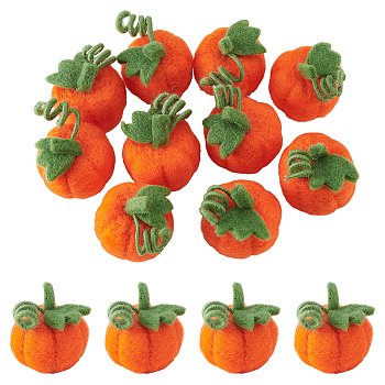 Pumpkin Handmade Wool Felt Ornament, for DIY Children Hair Tie, Clothing Accessories, Dark Orange, 50~55x47~50mm