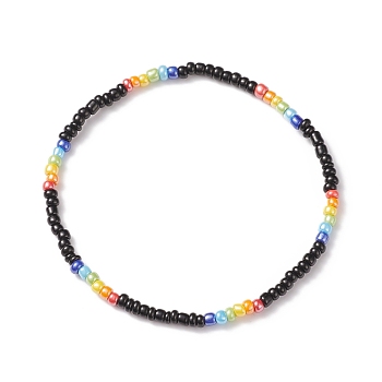 Glass Seed Beaded Stretch Bracelet for Women, Colorful, Inner Diameter: 2-3/8 inch(5.9cm)