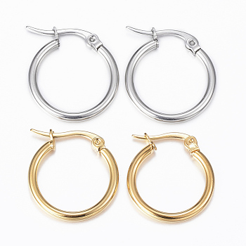 304 Stainless Steel Hoop Earrings, Hypoallergenic Earrings, Ring Shape, Mixed Color, 12 Gauge, 20x19x2mm, Pin:1x0.8mm