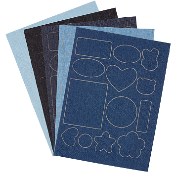 10Pcs 5 Colors Rectangle Self-adhesive Cloth Fabric, Mixed Pattern, Mixed Color, 200x147x0.5mm, 2pcs/color