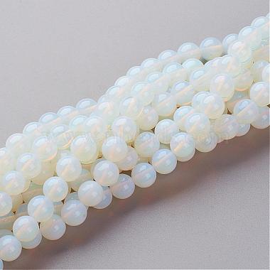 8mm White Round Opal Beads