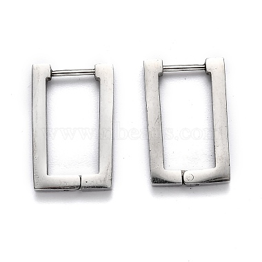 304 Stainless Steel Rectangle Huggie Hoop Earrings(STAS-J033-10B-P)-2