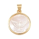 Natural White Shell Flat Round Pendants(KK-F919-42A-G)-1
