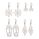 4 Pair 4 Style Spider & Coffin & Web 201 Stainless Steel Dangle Earrings(EJEW-JE05238)-1