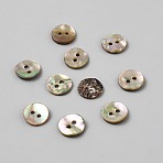 2-Hole Shell Buttons, Flat Round, Colorful, 11x1mm, Hole: 1.8mm(BUTT-WH0030-71C)