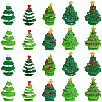 30Pcs 10 Styles Christmas Resin Sculpture Ornaments, for Home Office Desk Decorations, Green, 21~30.5x19.5~28.5x20.5~29.5mm, 3pcs/style(RESI-SC0005-91)