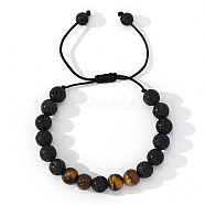 Chakra Theme Natural Gemstone Braided Bead Bracelets for Men, Inner Diameter: 11 inch(28cm)(LM3179-1)