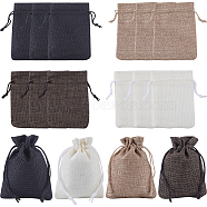 4 Colors Polyester Imitation Burlap Packing Pouches Drawstring Bags, for Christmas, Wedding Party and DIY Craft Packing, Mixed Color, 12x9cm, 5pcs/color, 20pcs/set(ABAG-BBC0001-04A)