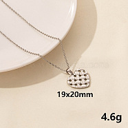 304 Stainless Steel Heart Pendant Necklaces, Cable Chain Necklaces(SS2971-3)