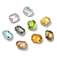 Faceted K9 Glass Rhinestone Cabochons, Pointed Back & Back Plated, Octagon Rectangle, Mixed Color, 10x8x4mm(GGLA-R042-02B)