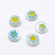 Handmade Millefiori Glass Cabochons, Half Round/Dome, Mixed Color, 10x3mm(X-LAMP-G121-15)