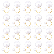DICOSMETIC 20Pcs Round Plastic Imitation Pearl Cuff Earrings, with 304 Stainless Steel Findings, Golden, 18mm, Pin: 0.7mm(EJEW-DC0001-04)