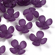 Frosted Acrylic Bead Caps, 4-Petal, Flower, Dark Orchid, 27x27x11mm, Hole: 1.8mm, about 276pcs/500g(MACR-S371-06A-743)
