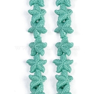 Synthetic Coral Dyed Carved Beads Strands, Starfish, Turquoise, 10~11x10x5.5mm, Hole: 0.8mm, about 31pcs/strand, 10.04''(25.5cm)(CORA-K009-06A-05)