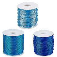 SUPERFINDINGS 3 rolls 3 colors Nylon Thread, Rattail Satin Cord, Blue, 1.5mm, about 38.27 yards(35m)/roll, 1roll/color(NWIR-FH0001-002A)