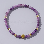 Elegant European Style Cross Lepidolite Beaded Bracelet for Women(DP3020-2)