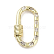 Brass Micro Pave Clear Cubic Zirconia Keychain Rings, Long-Lasting Plated, Lead Free & Cadmium Free, Oval, Real 18K Gold Plated, 22x12x4mm(KK-M293-49G)