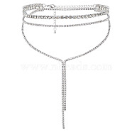 1Pc Iron Rhinestone Tennis Chains Bib Necklace, Platinum, 18.50 inch(47cm), Chain Extender: 110mm(NJEW-FG0001-11A)