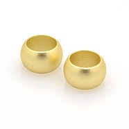 Brass Large Hole Rondelle Beads, Golden, 9x5mm, Hole: 6mm(KK-O012-03C)