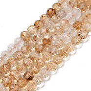 Natural Citrine Beads Strands, Faceted, Grade A, Round, 5mm, Hole: 0.9mm, about 73pcs/strand, 15.16''(38.5cm)(G-B088-C17-05)