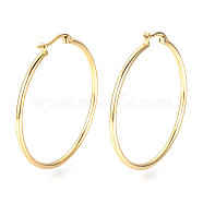 201 Stainless Steel Hoop Earrings, Golden, 12 Gauge, 52x50x2mm, Pin: 0.8mm(X-MAK-R018-50mm-G)