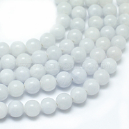 Natural Yellow Jade Beads Strands, Dyed, Round, Alice Blue, 10mm, Hole: 1mm, about 40pcs/strand, 15.75 inch(G-G598-10mm-YXS-01)