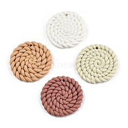 Handmade Polymer Clay Pendants, Braided Flat Round, Mixed Color, 31~32.5x4~4.5mm, Hole: 1.6mm(CLAY-N010-093)