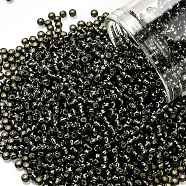 TOHO Round Seed Beads, Japanese Seed Beads, (29C) Silver Lined Dark Black Diamond, 11/0, 2.2mm, Hole: 0.8mm, about 1103pcs/10g(X-SEED-TR11-0029C)