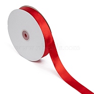 Single Face Solid Color Satin Ribbon, Christmas Ribbon for Bows Crafts, Gifts Party Wedding Decoration, Red, 1 inch(25~26mm), about 100yards/roll(91.44m/roll)(SRIB-S052-25mm-026)