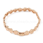 Brass Link Chain Bracelets for Women Men, Light Gold, Heart, 7-1/4 inch(18.5cm), Link: 8.5x9x3mm(BJEW-P324-01F-KCG)