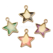 Rack Plating Alloy Epoxy Resin Pendants, Glitter Star Charms, Long-Lasting Plated, Cadmium Free & Nickel Free & Lead Free, Golden, Mixed Color, 18.5x16x1.7mm, Hole: 1.8mm(ENAM-K069-09G)