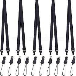 Nylon Adjustable Mobile Straps, with PU Imitation Leather and Plastic Finding, Black, 96~154x3.2x0.1cm(FIND-WH0038-81)