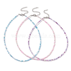 3Pcs 3 Color Glass Seed Beaded Necklaces Set, Zinc Alloy Jewelry, Mixed Color, 14.57 inch(37cm), 1Pc/color(NJEW-JN04334)