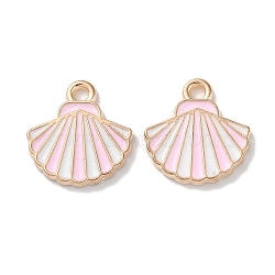 Alloy Enamel Pendants, Shell Shape, Lavender Blush, 13x12.5x1.5mm, Hole: 1.6mm(ENAM-O001-02C-G)