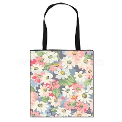 Daisy Flower Printed Polyester Shoulder Bag, Rectangle, Pink, 39.5x39cm(PW-WG89199-07)