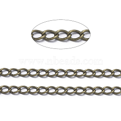 Brass Twisted Chains, Curb Chains, Soldered, with Spool, Lead Free & Nickel Free & Cadmium Free, Antique Bronze, 4x3x0.45mm, about 301.83 Feet(92m)/roll(CHC-Q001-02AB)