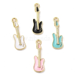 Alloy Enamel Pendants, Guitar Charm, Golden, Mixed Color, 27.5x9x3mm, Hole: 1.8mm(ENAM-Q507-05G)