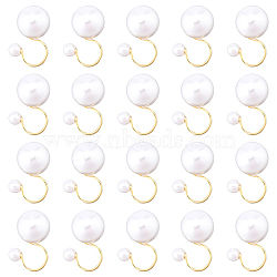 DICOSMETIC 20Pcs Round Plastic Imitation Pearl Cuff Earrings, with 304 Stainless Steel Findings, Golden, 18mm, Pin: 0.7mm(EJEW-DC0001-04)