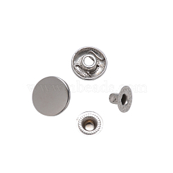 Brass Snap Buttons, Garment Buttons, Platinum, Cap: 14.5mm, Pin: 3mm, Stud: 10x3.5mm, knob: 4.5mm & 10x6.5mm, knob: 4mm, 10x3.5mm, Socket: 13x4mm, half-drill: 5.5mm(X-BUTT-Q045-001P)