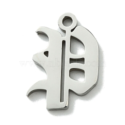 Non-Tarnish 201 Stainless Steel Pendants, Stainless Steel Color, Old Initial Letters Charms, Letter P, 19x14x1.6mm, Hole: 1.8mm(STAS-B055-01P-P)