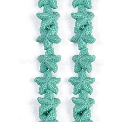 Synthetic Coral Dyed Carved Beads Strands, Starfish, Turquoise, 10~11x10x5.5mm, Hole: 0.8mm, about 31pcs/strand, 10.04''(25.5cm)(CORA-K009-06A-05)