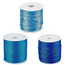 SUPERFINDINGS 3 rolls 3 colors Nylon Thread, Rattail Satin Cord, Blue, 1.5mm, about 38.27 yards(35m)/roll, 1roll/color(NWIR-FH0001-002A)