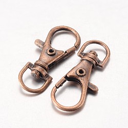 Alloy Swivel Lobster Claw Clasps, Swivel Snap Hook, Cadmium Free & Nickel Free & Lead Free, Red Copper, 35x13mm, Hole: 8.5mm(E168-R-NR)