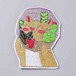 Computerized Embroidery Cloth Iron on/Sew on Patches, Costume Accessories, Appliques, Cat, Colorful, 66x49x1.8mm(DIY-P006-06)