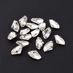 Glass Rhinestone Cabochons, Pointed Back & Silver Back Plated, Axe, Crystal, 10x6x3mm(GGLA-P002-04A-01)