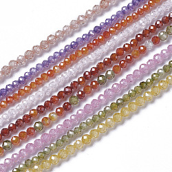 Cubic Zirconia Beads Strands, Faceted, Round, Mixed Color, 3x2.5~3mm, Hole: 0.3mm, about 114~141pcs/strand, 15.1~16.4 inch(38.4~41.8cm)(G-F596-48-3mm)